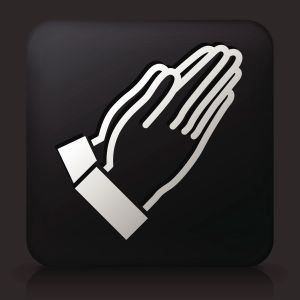 Black Square Button with Prayer Icon